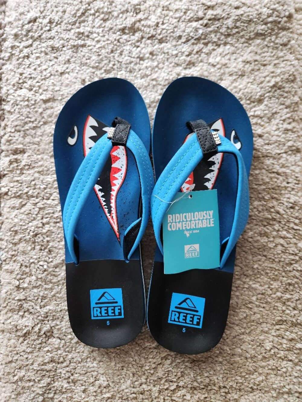 Reef Ahi Sharky Children's Sandal Blue Size 5 NWT